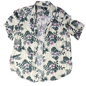 Only Cash Floral Hawaiian Shirt Tropical Button Up Short‎ Sleeve XL